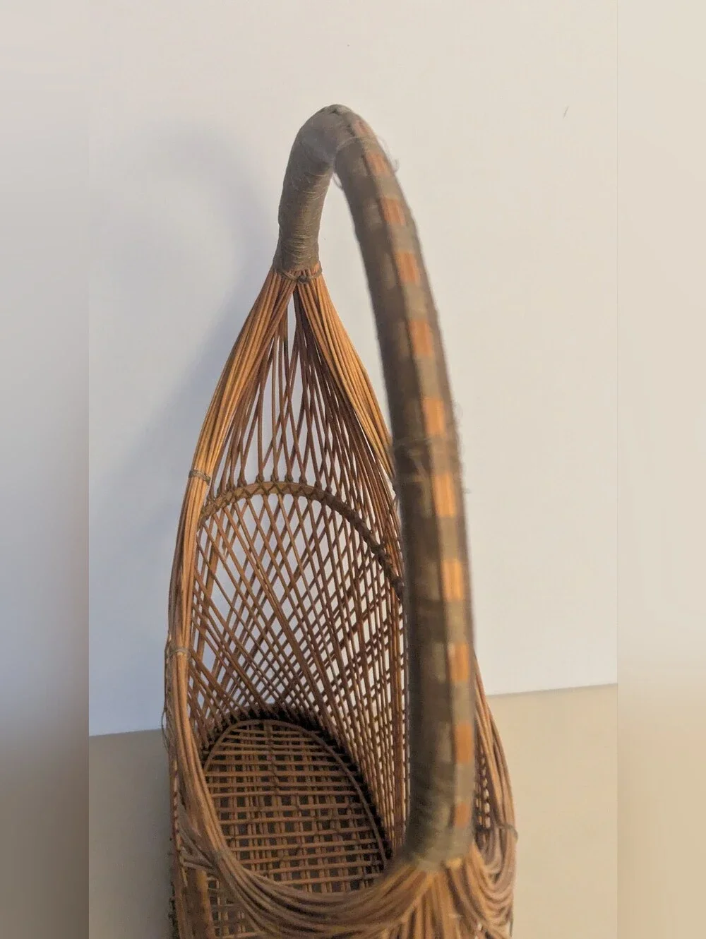 Handwoven Natural Rattan Basket Tote with Arch Handle